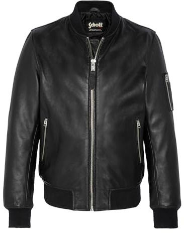 Schott NYC Lcbombers Bomber in pelle da uomo, Nero, L