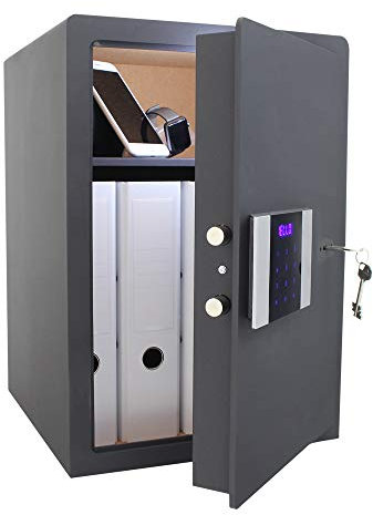 Rottner Thomas 500 Hoteltresor Stahl Touchscreen Safe Elektronikschloss Mechanisch und Elektronisch Notöffnung möglich Innenbeleuchtung Regal inkl. Montagematerial