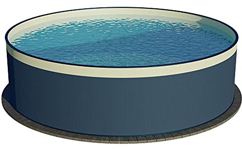 Planet Pool Piscine ronde à paroi en acier - Taille au choix - 90 cm de profondeur - Acier 0,3 mm anthracite - Film de 0,2 mm - Sable - Overlap 350 x 90 cm