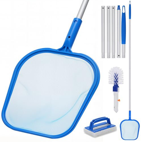 XTQFH Kescher Pool, 120 cm lang-Teichkescher mit Teleskopstange,Feinmaschig - Für Teich,Algenkescher Nylon-Netz