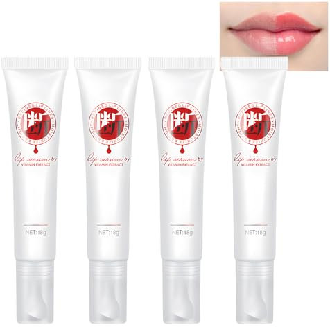 4 Pcs Lip Serum Plumper Vitamin E Lip Serum Plumper Mild Und Nicht Reizend,Feuchtigkeitsspendend,GläTtet Die Lippenkonturen,Erfrischende Und Nicht Klebrige Textur