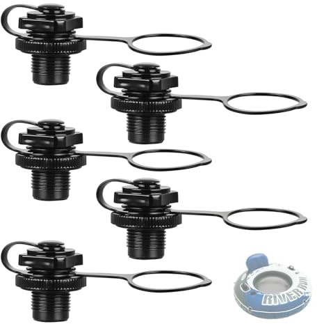 Fevbcnrj 5PCS Replacement Plug Compatible with Intex River Run Tube, Inflatable Boat Air Valve, Durable Boston Valve Cap, One-Way Inflation Replacement Screw, for Inflatable Raft Boat Kayak
