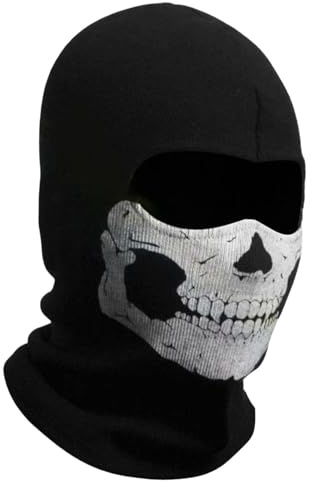 CVNRCLP Sturmhaube, Skelett-Kostüm, Ganzkopf-Ski-Schlauchschal, gestrickt, Winddicht, wärmend, Kopfbedeckung für Fahrrad, Skateboard, Motorrad, Snowboard, Outdoor-Sport, Schwarz, Schwarz