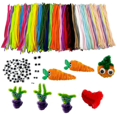 LGIFUTMAX 550 Stück 400 Pfeifenputzer zum Basteln 30Farben Pfeifenreiniger Chenilledraht 30cm,150 Selbstklebende Wackelaugen,Pipe Cleaner für DIY Projekte und Basteldeko für Kinder