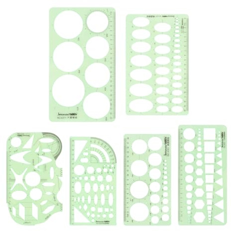 Culinavog 6 Pezzi Disegno Righelli Modelli di Misura, Stencil Geometrici in Plastica, Cerchi/Ovali/Triangolari Stencil Circolare Modello, Modelli di Disegno Tecnico per Ufficio, Scuola, Edificio