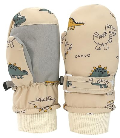 Moufles de Ski Enfants, Gants de Neige Imperméables Antidérapant, Gants Hiver Chaud Coupe-Vent avec Fermeture Éclair pour Enfants, Gant de Ski en Velours pour Fille Garçon