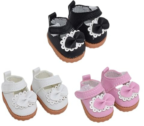 YROHGKPN 3 paia di scarpe per bambole grandi da 3 5 cm, collezione PU, colore lavanda, per bambole grandi da 15 a 17 cm, perfette per l'ora del tè e occasioni speciali, scarpe da principessa per