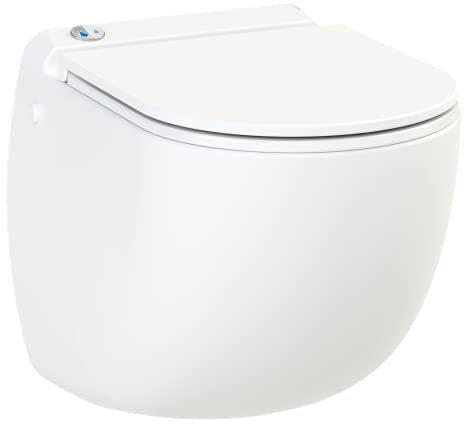 Aquacompact Wall - WC Suspendu avec Broyeur Intégré, Céramique Anticalc, Abattant Antibact Détachable Frein de Chute, Double Chasse Éco, Relevage puissant, 500W, Fabrication Française, Garantie 2 Ans