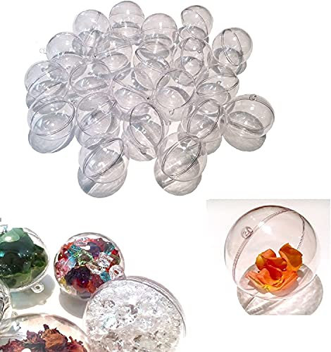 24 Stück Weihnachtskugeln Acrylkugeln Plastik Kugeln 6cm Durchmesser durchsichtige Kugel Dekokugeln durchsichtig Aufhängen transparent Dekokugel Bastel Kunststoffkugeln Befüllen Transparent