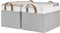 StorageWorks Fabric Storage Baskets for Shelves, Wardrobe Storage Box, Large Storage Bins with Metal Frame, Closet Baskets and Boxes with Handles for Bedroom Organising, Grey and White, 2-Pack