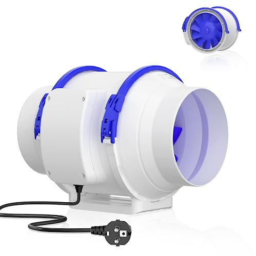 Hon&Guan Ventilateur d'Extracteur 125mm, Extracteur d'Air Silencieux, Ventilateur Conduit Intelligent avec Iec Eu Plug pour Salle de Bain, Cuisine, Grenier Garage Imprimantes 3D Plantation