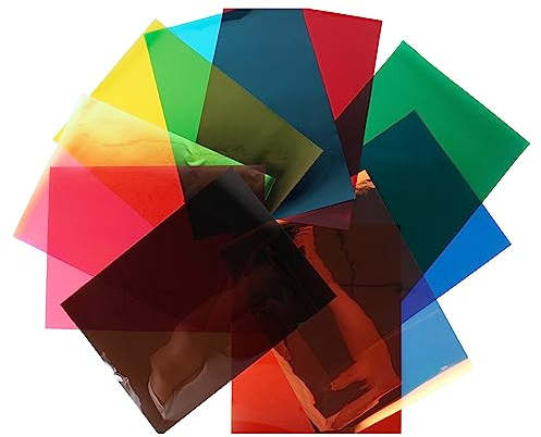 10Colors Bundle Pack Colorful Transparent Window Film Self Adhesive Glass Film Glass Decoration Tint for DIY Christmas Party Home Decoration A4 Sample 21cmx29.7cm