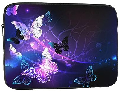 White Purple Butterflies Printed Laptop Sleeve For 17 Inch Laptop, Shockproof Oxford Fabric Laptop Protective Case Laptop Bag