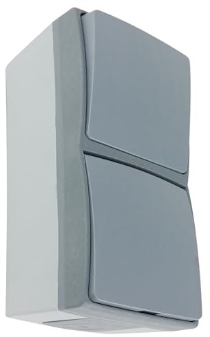 MIRATIC Prise Electrique Murale Simple ou Double Prise Exterieure Etanche avec/sans Interrupteur Prise en Saillie Multiprise Exterieur Etanche IP55 gris (prise avec interrupteur)