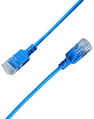 Elfcam® - 0,5m Câble Ethernet Cat 6A Ultra Slim 10Gbps 32AWG UTP OD2,8mm 500MHz, 10Gb Thin RJ45 Cat 6A Patch Cord pour LAN, Routeur, Modem, Xb Laptop et Servers, Bleu, 0,5 Mètre