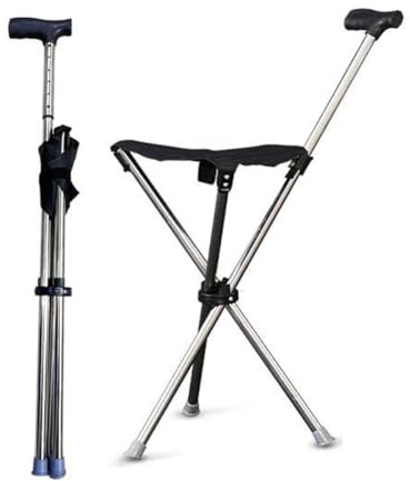 Canne de marche pliable avec siège, tabouret télescopique portable, hauteur réglable et antidérapante, idéale pour les voyages, la marche ou le repos, les voyages et le magasinage