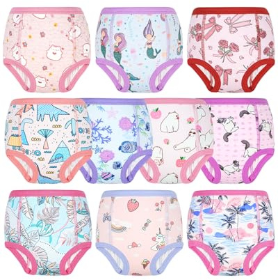 MOEMOE BABY Potty Training Pants Girls Cotton Training Underwear Absorbent Toilet Training Pants for Toddler,Pink Bow,10 pack,3 Years