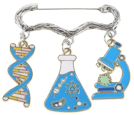 VERDANVERSE Broche Scientifique en Métal Émaillé Solide Microscope et Double Hélice D'adn, Épingle de Fête et Accessoire Biologique pour Paquet à Dos, Casquette et Tenue Scolaire, 1 Pièce