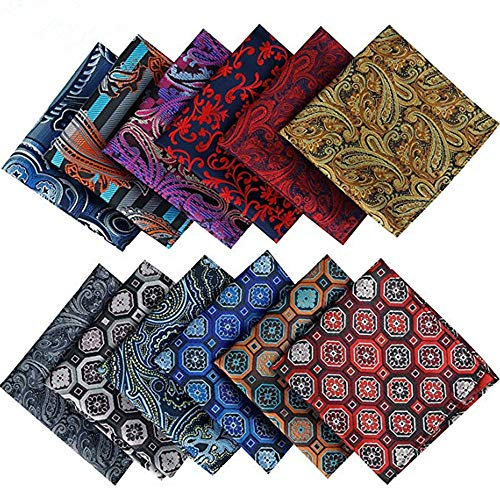 Alumuk 12 Stücke Herren Anzug Einstecktuch Taschentücher Kavalierstuch Business Hochzeit in unterschiedlichen wählbaren Designs (Style 10)