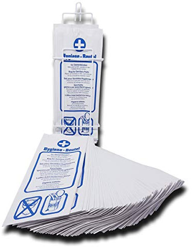 Hygienebeutel mit Spender im Set, Hygiene-Bag-Halter, Draht-Spender + 100 Damen-Papier-Hygienebeutel aus Zellulose-Papier