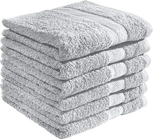 REDBEST Handtuchset, Frottierset 6er-Pack Chicago Silber Größe 50x100 cm - saugstark, strapazierfähig, ideal für Reisen, Sport (weitere Farben)