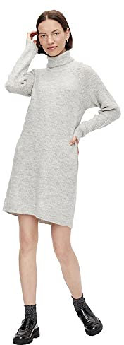 PIECES Damen Pcellen Ls High Neck Knit Dress Noos Bc, Light Grey Melange,M