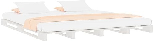 vidaXL Solid Wood Pine Bed Frame Indoor Home Guest Room Bedroom Furniture Wooden Platform Bed Base Bedstead Mattress Foundation White 140x200 cm