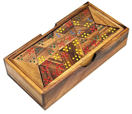 Trio-Ominos Triangolo Domino in legno – Gioco da tavolo strategico fatto a mano – classico gioco di piastrelle per famiglie e adulti
