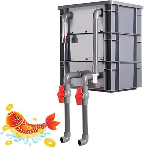 ZJGFCB Aquarium Filter Box, Turnover Box Fish Tank Filter,Filter Drip Box, External Fish Pond Water Circulation System DIY, Large Filter Kit For Ponds-No Pump & Filter Media(Size:30x20x33cm)