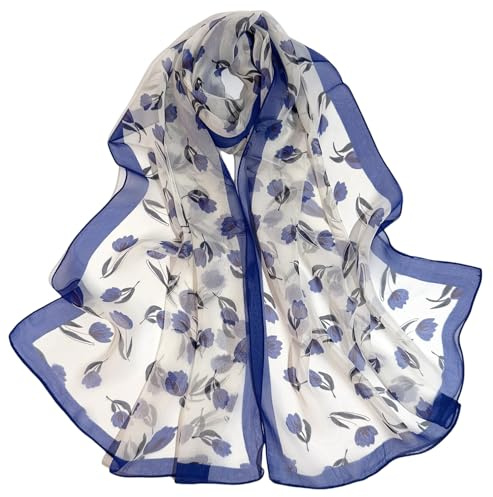 Traziewell Scarves for Women Ladies Neck Wrap Satin Spring Summer Patterned Scarfs