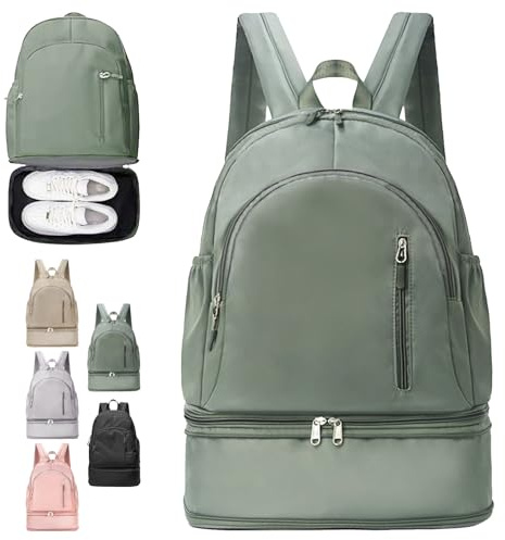 LUKIUP gymryggsäck kvinnor män sportryggsäck, ryggsäck med skofack och våtväska, sportryggsäck för simning yoga, Grön, Kleine, Designer