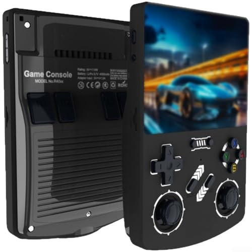 R40XX Console di gioco portatile retrò, schermo da 4,2 pollici, lettore portatile con sistema Linux, scheda di memoria da 128 GB precaricata, gioco a due giocatori, sistema di videogiochi compatto per
