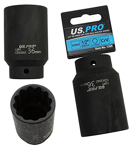 US PRO B1369 36mm 1/2'' Drive Double Deep Metric Impact Socket Bi Hex