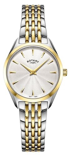 Roterande kvinnors ultratunna klocka med rostfritt stål rem och driftspänne LB08011/02 (silver och guld)