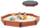 Cedar Wood Octagon Sandbox，84.5 inch Large Sandpit with 4 Seats Bench