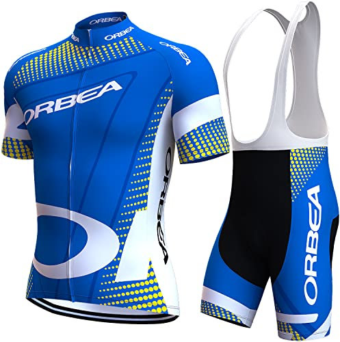 louizumify Mono Ciclista Profesional de Manga Corta para Hombre, Tejido de Alta Elasticidad, Transpirable y de Secado rápido, protección Solar, 3 Bolsillos