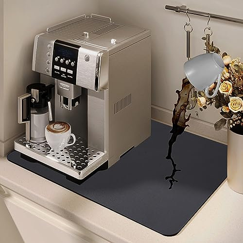 Zawaer Kaffeemaschine Abtropfmatte, Schnelltrocknend Abtropfmatte Geschirr (50 x 40cm), Saugstarke Trockenmatte für Kaffeemaschine, Küche, Spüle, Schwarz