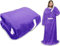 mebiusyhc Sherpa Wearable Blanket with Sleeves Arms, Super Soft Warm Comfy Large Fleece Plush Sleeved TV Throws Wrap Robe Blanket for Adult Women and Men (Purple, 55 x 72 )