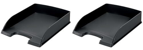 Leitz Briefkorb Standard A4, Schwarz, Plus Serie, 52270095, 1 Stück, Quadratisch, Schwarz (Packung mit 2)