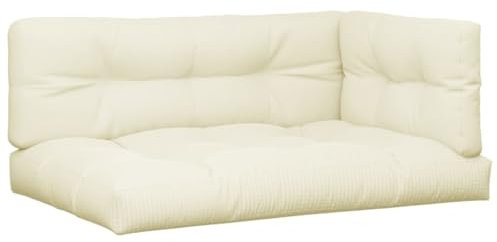 vidaXL Palettenkissen 7-TLG., Sitzkissen mit Hohlfasern, Rückenkissen für Gartenmöbel Hocker Sofa, Sitzpolster Palettenauflagen, Creme Stoff