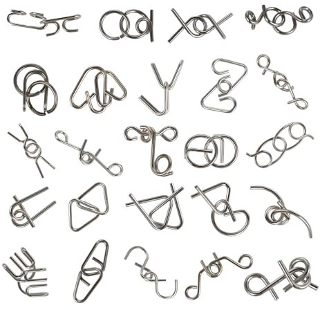 24-teiliges Metallpuzzle Set, Knobelspiele für Erwachsene, Geduldsspiel für Erwachsene, Geschicklichkeitsspiele, Geduldspiele für Kinder, IQ Puzzle 3D Brainteaser, Geschenkidee für alle Altersgruppen