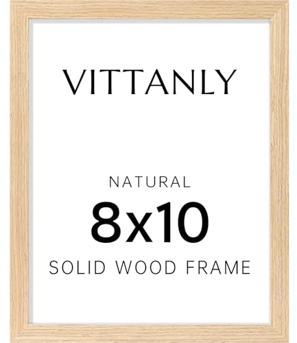 Vittanly 8x10 Picture Frame, Solid Wood Frame with Plexiglass, Natural