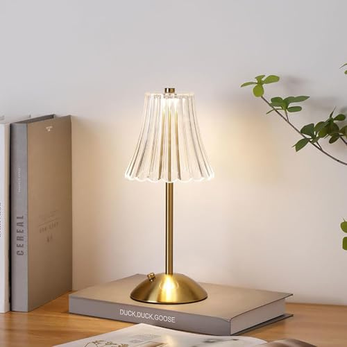 Cordless Crystal Table Lamp Rechargeable 2000mAh, 3 Color Modes & Stepless Dimmable LED Touch Lamp, Rechargeable, Bedside Nightstand Lamp for Bedroom Bar Restaurant