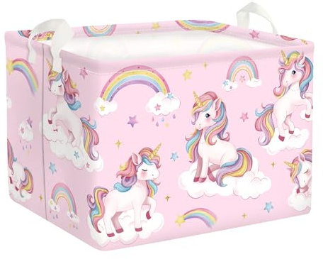HUUMONSS Grande Cesta Porta Biancheria Adorabile Unicorno Pieghevole Cestini Portaoggetti Giocattoli Vestiti per Bambino Cesta Indumenti Sporchi per Bagno,Stelle,36L