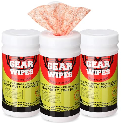 Nuanchu 3 Pack Bike Gear Cleaner Wipes Canisters 240 Count 8 x 12-inch Bike Chain Cleaner Tool Cleaning Wipes Grime Defense Wipe Double Sided Citrus Scented Degreaser Grime Towels for Your Bikes