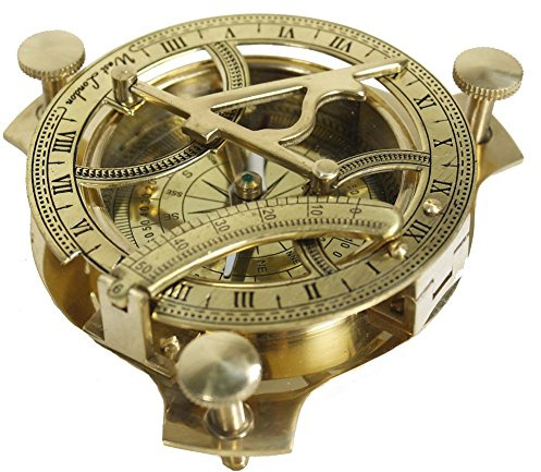 12,7 cm Cadran solaire Boussole – Laiton massif Soleil Cadran