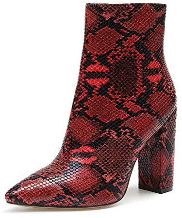 Castamere Donna Cerniera Stivali Caviglia Tacco a Blocco 10CM Alto Tacco Serpente Rosso Scarpe EU 44