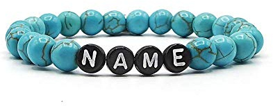 KARDINAL WEIST Howlit turkos partnerarmband, armband med namn personanpassade, personliga pärlarmband för par, pärlarmband för par, 22 centimeters, Howlit, Howlith