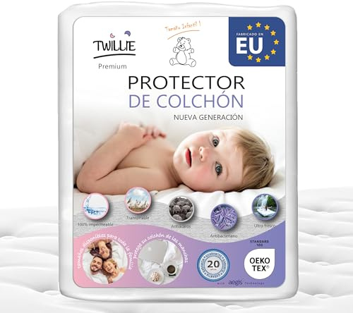 Twillie - Coprimaterasso 60 x 120 Impermeabile - Made in Europa - Oeko-TEX® - Aegis® - Traspirante - Proteggi Materasso Anallergico, Antiacari, Antibatterico Antimuffa - Igienico 100% Policotone