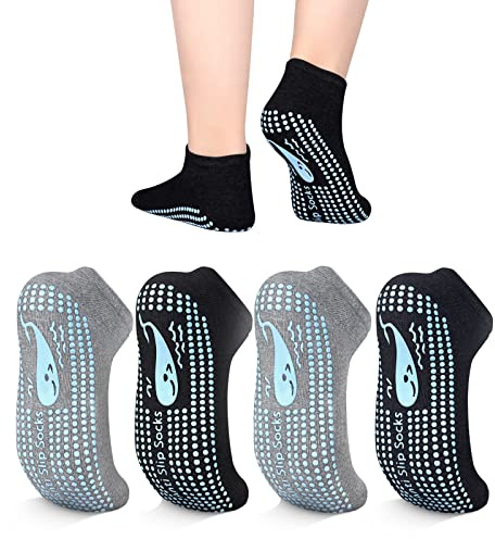 TENQUAN Calcetines Pilates Antideslizantes para Mujer y Hombre | Calcetines Yoga con Suela Grip Calcetines Deportivos para Pilates, Yoga, Barre, Fitness, Gimnasio y Casa